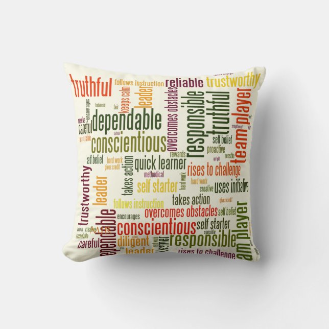 Motivational Words #4 positive values Throw Pillow (Front)