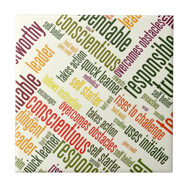 Motivational Words #4 positive values Tile (Front)