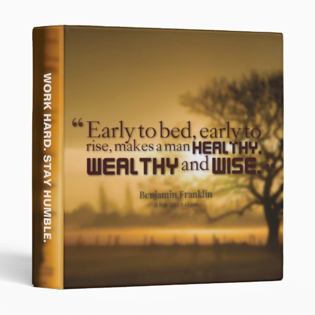 Motivational Words - Benjamin Franklin Quote Binder (Front/Spine)