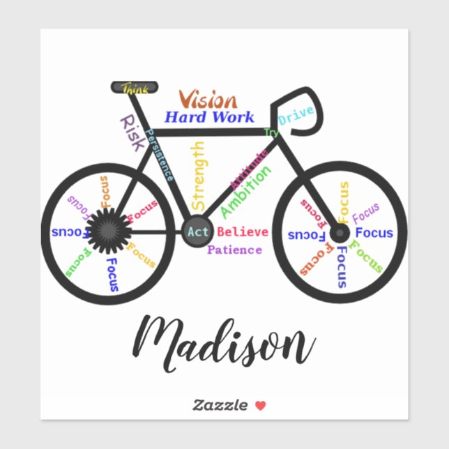 Motivational Words, Biking, Cycling, Bike art Sticker (Sheet)