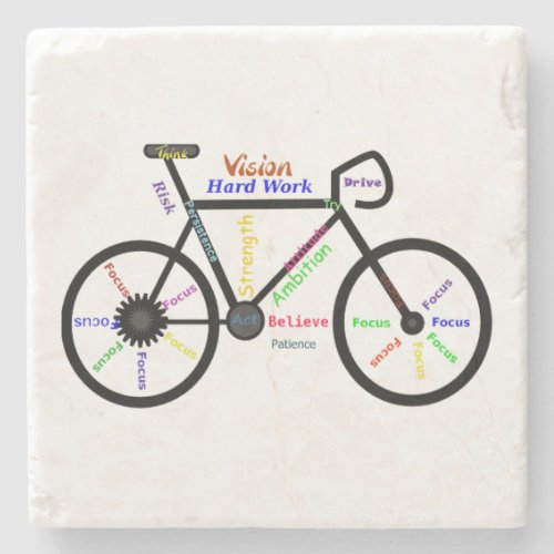 Motivational Words Biking Cycling Bike Men Stone Coaster