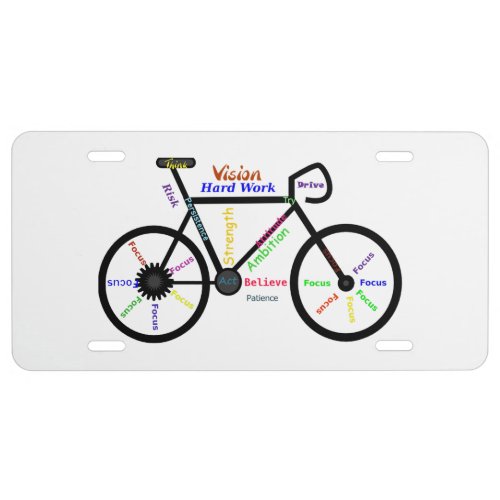 Motivational Words Biking Cycling Bike Mens License Plate