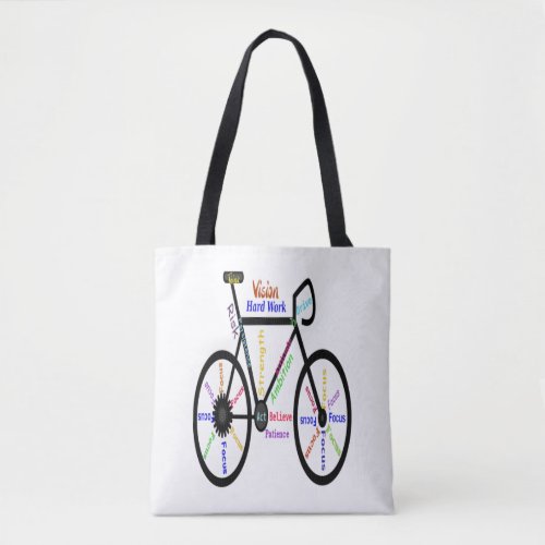 Motivational Words Biking Cycling Bike Tote Bag