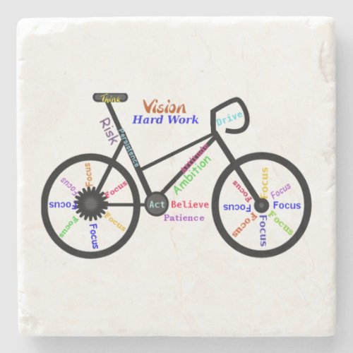 Motivational Words Biking Cycling Bike Women Stone Coaster