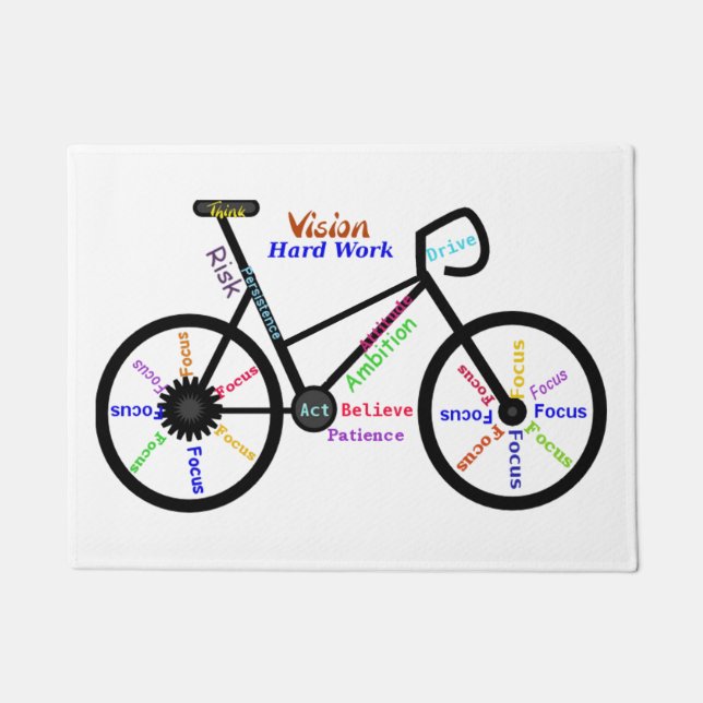 Motivational Words, Biking, Cycling, Bike womens Doormat (Front)