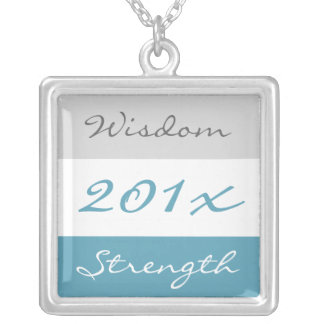 Motivational Words Blue Graduate Necklace