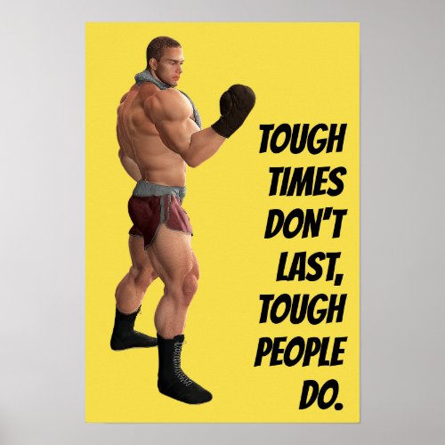 Motivational Words Boxers Punch Fighter Quote Poster