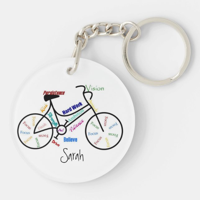 Motivational Words for Bike, Cycle Custom Name Keychain (Back)