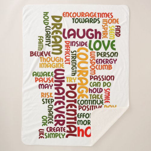 Motivational Words for positive encouragement Sherpa Blanket