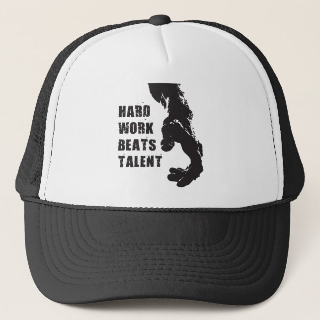 Motivational Words - Hard Work Beats Talent Trucker Hat (Front)
