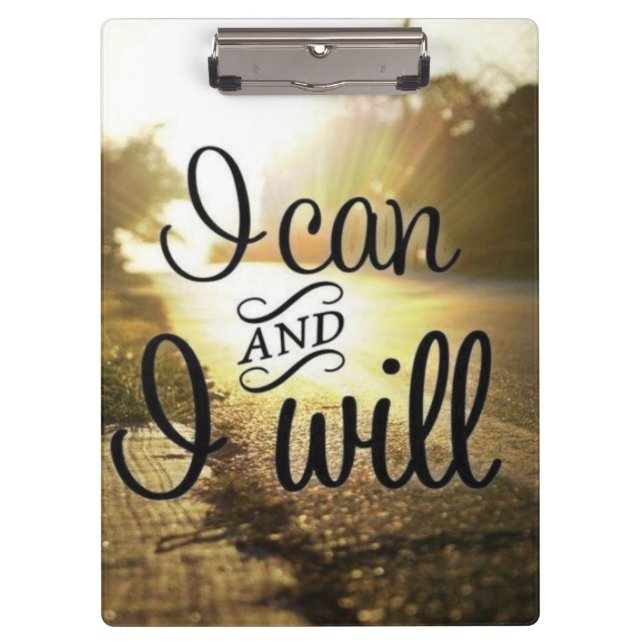 Motivational Words - I Can AND I Will Clipboard (Front)