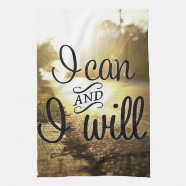 Motivational Words - I Can AND I Will Towel (Vertical)