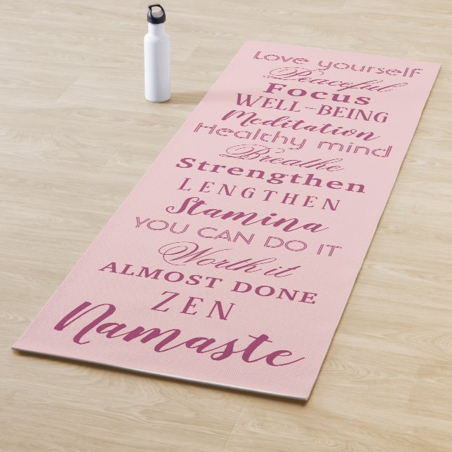 Motivational Words Modern Pink Yoga Mat (In Situ)
