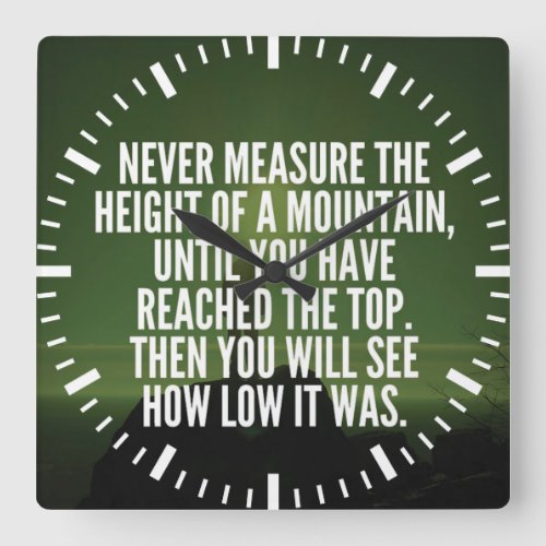 Motivational Words _ Mountain Square Wall Clock