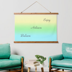 Motivational Words on Abstract Pastel Colors Hanging Tapestry