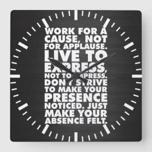 Motivational Words Square Wall Clock