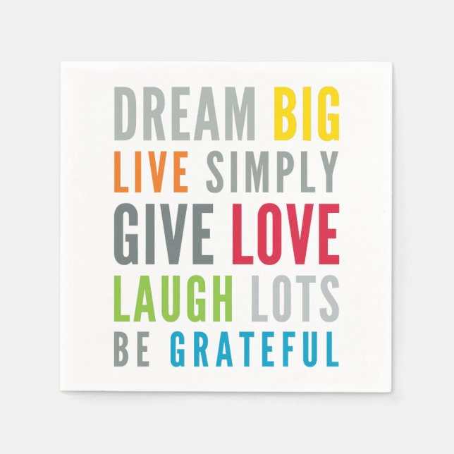 MOTIVATIONAL WORDS TO LOVE BY modern typography Paper Napkins (Front)