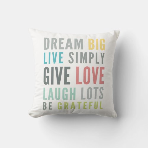 MOTIVATIONAL WORDS TO LOVE BY modern typography Throw Pillow