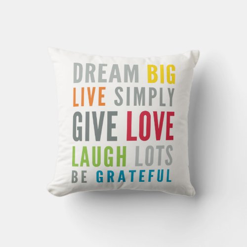MOTIVATIONAL WORDS TO LOVE BY modern typography Throw Pillow