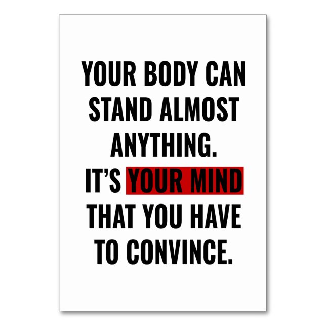 Motivational Workout Quotes Table Number (Front)