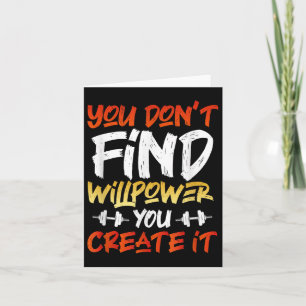 Motivational Workout Willpower Quote Dumbbell Grap Card