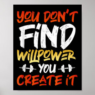 Motivational Workout Willpower Quote Dumbbell Grap Poster