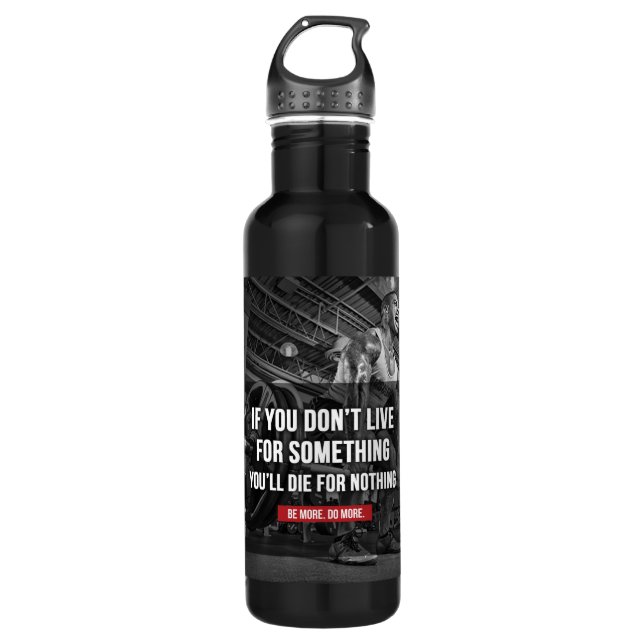 Motivational Workout Words Stainless Steel Water Bottle (Front)