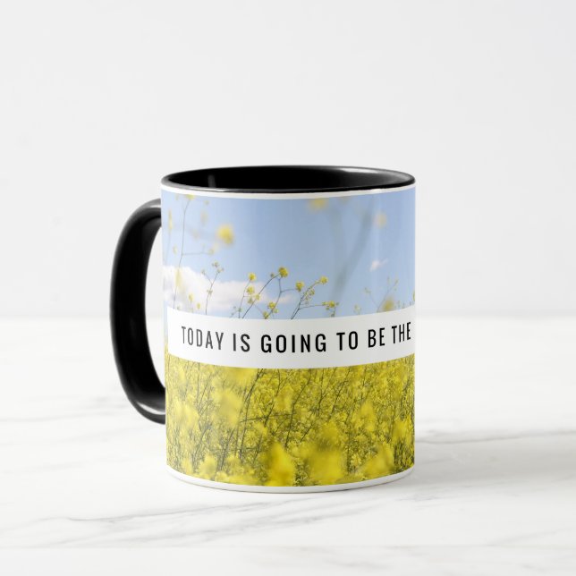 Motivational Yellow Flowers Mug (Front Left)