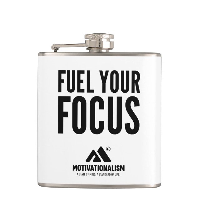 MOTIVATIONALISM© Fuel Your Focus_ Flask (Front)