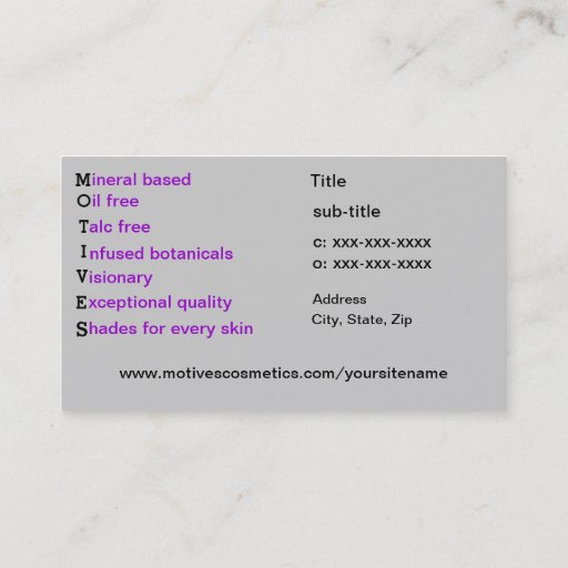 Customizable Motives Cosmetics Distributor Business Card