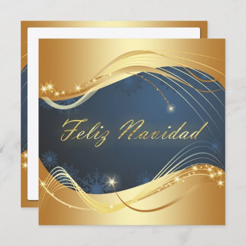 Motivo dorado de Navidad con fondo azul Holiday Card