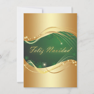 Motivo dorado de Navidad con fondo verde Holiday Card