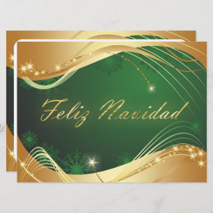 Motivo dorado de Navidad con fondo verde Holiday Card