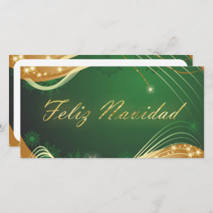 Motivo dorado de Navidad con fondo verde Holiday Card