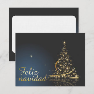 Motivo navideño azul con dorado árbol de navidad. invitation
