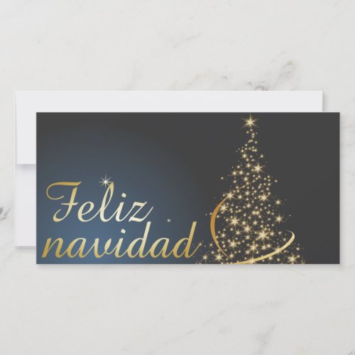 Motivo navideo azul con dorado rbol de navidad thank you card