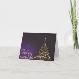 Motivo navideño morado oscuro con dorado árbol de card