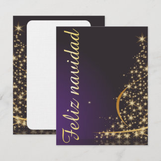 Motivo navideño morado oscuro con dorado árbol de invitation