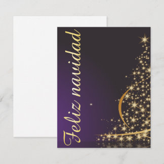 Motivo navideño morado oscuro con dorado árbol de invitation