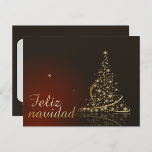 Motivo navideño rojo con dorado árbol de navidad. invitation