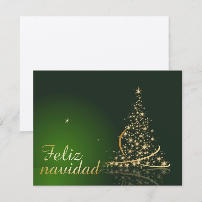 Motivo navideño verde con arbol de navidad. invitation (Front/Back)