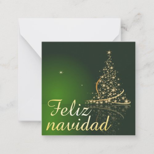 Motivo navideo verde con arbol de navidad note card