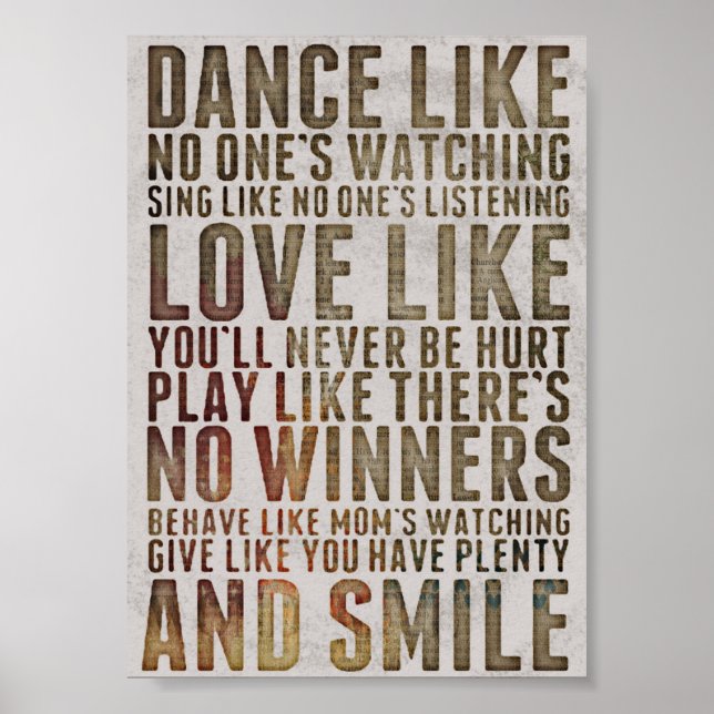 MOTIVTIONAL DANCE LIKE NO ONES WATCHING POSTER (Front)