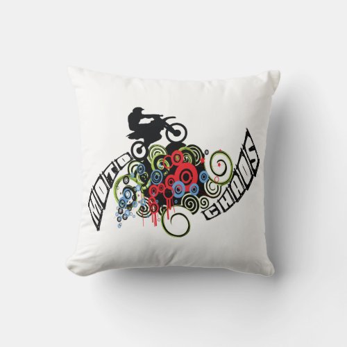 Moto Chaos Dirt Bike Rider Throw Pillow