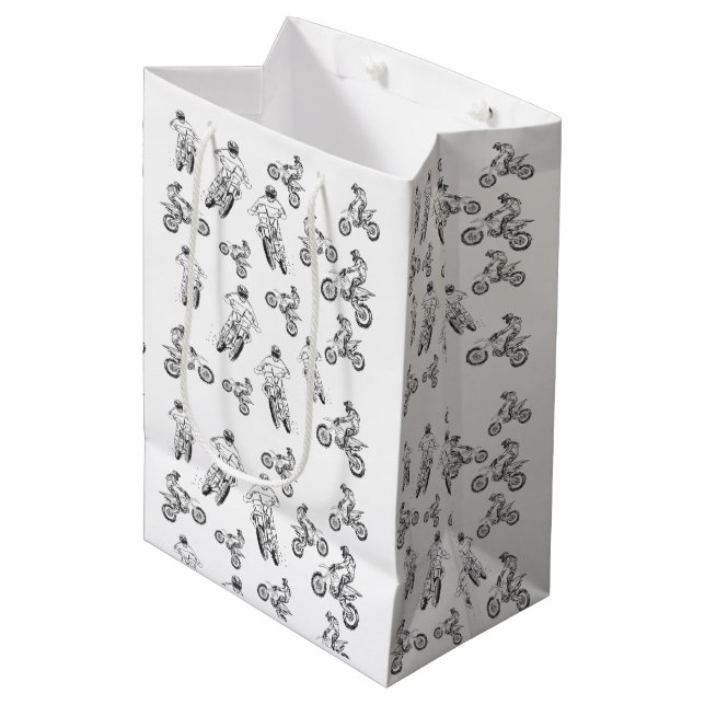 Moto cross , custom background color.  medium gift bag (Front Angled)