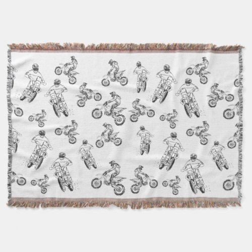 Moto Cross Pattern Throw Blanket