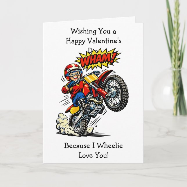 Moto Cross Wheelie Love You | Valentine's Day Card (Front)
