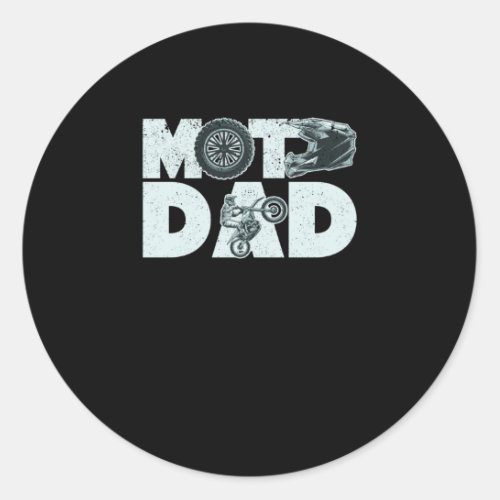 Moto Dad Funny Dirt Bike Motocross Daddy Fathers Classic Round Sticker