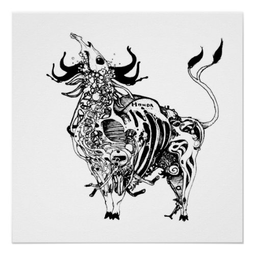 Moto_Ferdinand Motorcycle Bull Poster