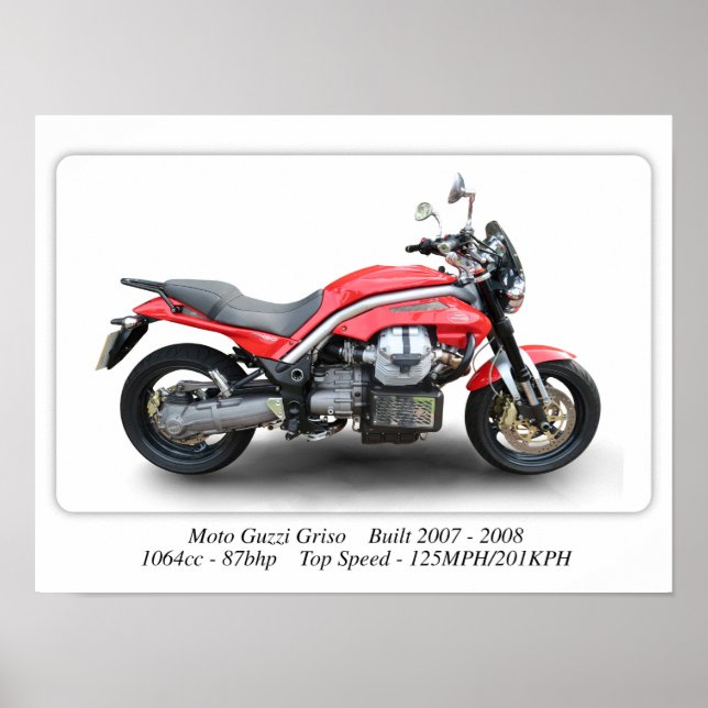 Moto Guzzi Griso Motorcycle - A3 Size Print Poster (Front)